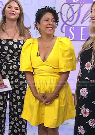 Evette Rios’s yellow v-neck mini dress on Today