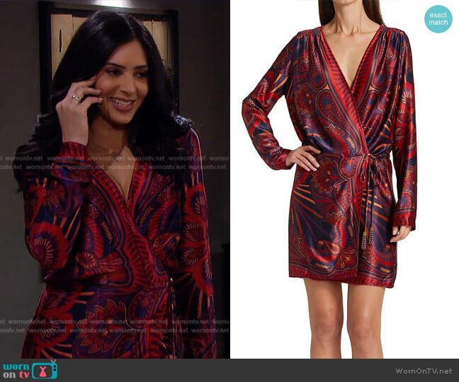 Farm Rio Macaw Arabesque Minidress worn by Gabi Hernandez (Camila Banus) on Days of our Lives