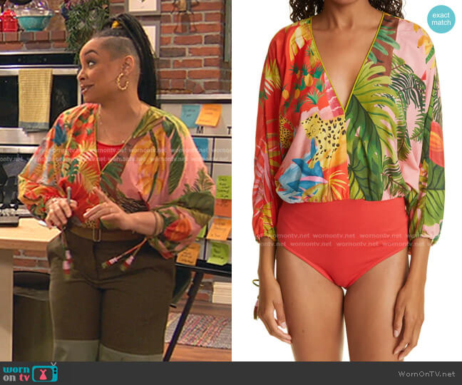 Farm Rio Mix Print Bodysuit worn by Raven Baxter (Raven-Symoné) on Ravens Home