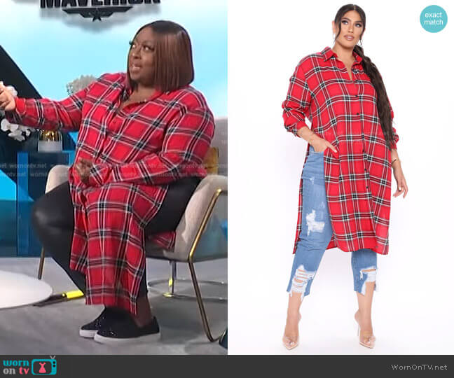 Fahion Nova Self Love Maxi Plaid Top worn by Loni Love on E! News