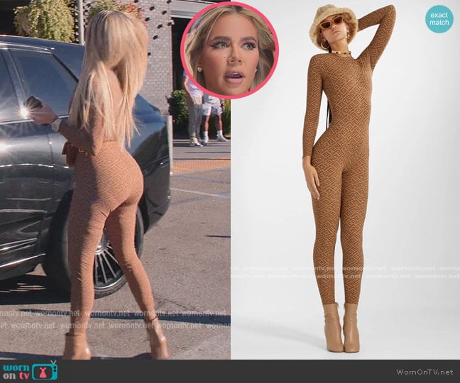 Fendi x Skims Logo Catsuit worn by Khloe Kardashian (Khloe Kardashian) on The Kardashians