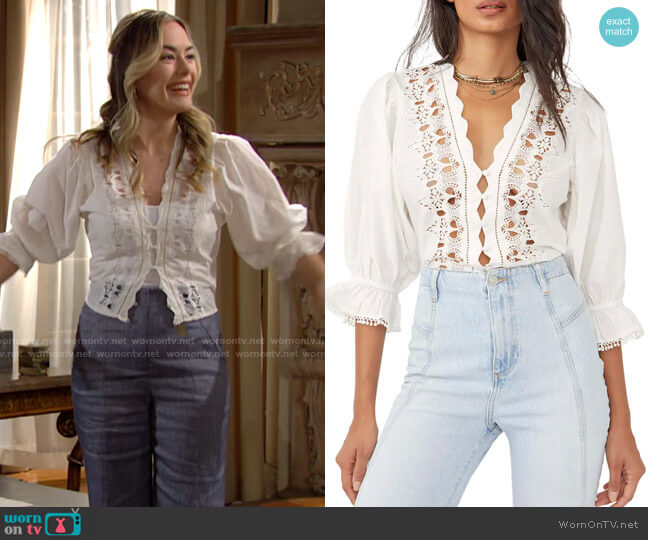 Free People Louella Top worn by Hope Logan (Annika Noelle) on The Bold and the Beautiful