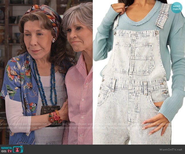 Free People Ziggy Denim Overalls worn by Frankie (Lily Tomlin) on Grace and Frankie