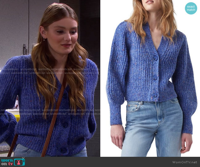 French Connection Natalya Cardigan worn by Alice Caroline Horton (Lindsay Arnold) on Days of our Lives