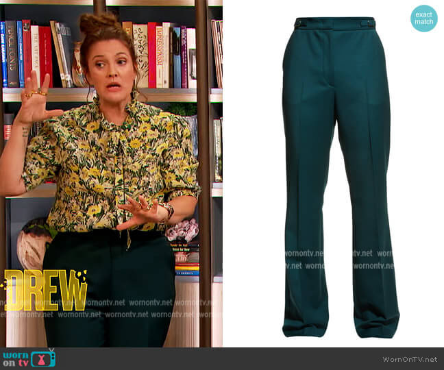 Gabriela Hearst Vesta Wide-Leg Pants worn by Drew Barrymore on The Drew Barrymore Show