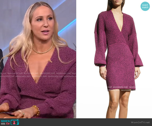 Ganni Melange Knit V-Neck Dress