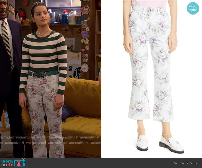 Ganni Betzy Floral Organic Cotton Blend Crop Pants worn by Lex (Jules LeBlanc) on Side Hustle