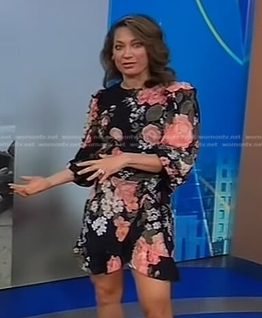 Ginger’s black floral mini dress on Good Morning America