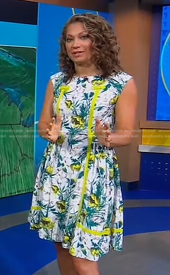 Ginger’s white floral A-line dress on Good Morning America