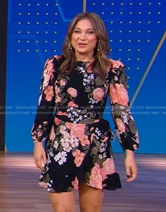 Ginger’s black floral mini dress on Good Morning America