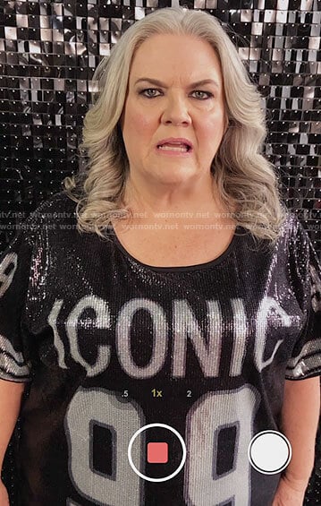 Gloria’s black sequin ICONIC top on Girls5eva