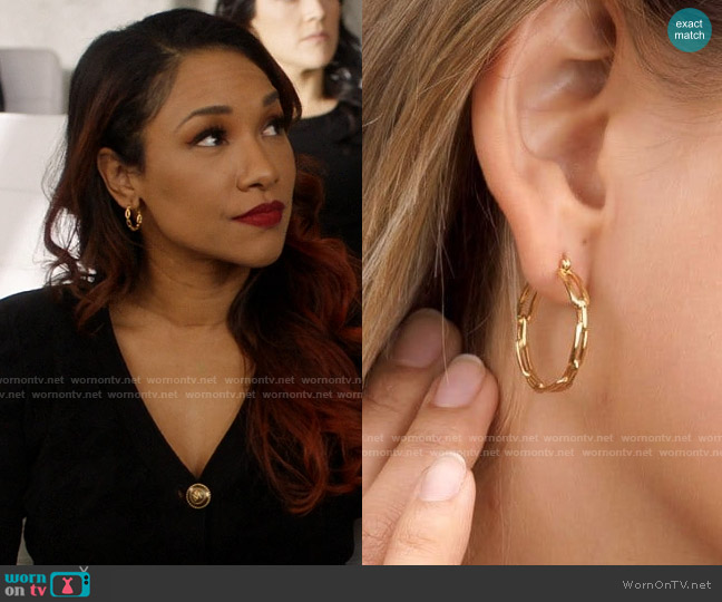 Gorjana Parker Link Hoops worn by Iris West (Candice Patton) on The Flash