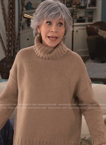 Grace’s brown turtleneck sweater on Grace and Frankie