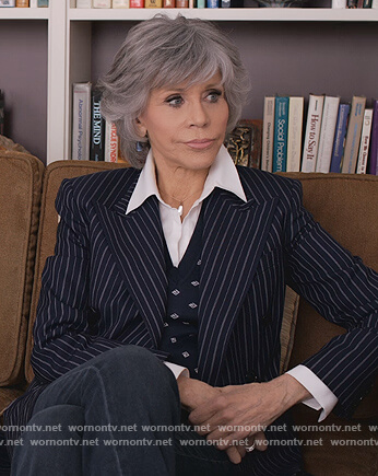 Grace’s navy pinstripe blazer on Grace and Frankie
