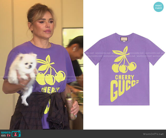 Gucci Cherry Gucci printed T-Shirt worn by Diana Jenkins on The Real Housewives of Beverly Hills