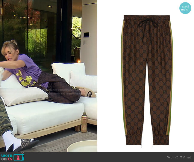 Gucci GG Supreme Print Track Pants worn by Diana Jenkins on The Real Housewives of Beverly Hills