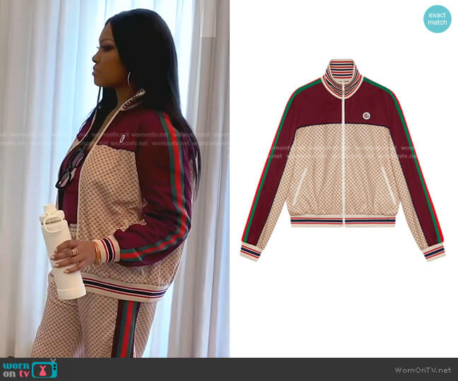 Gucci Interlocking G Logo Track Jacket worn by Garcelle Beauvais on The Real Housewives of Beverly Hills