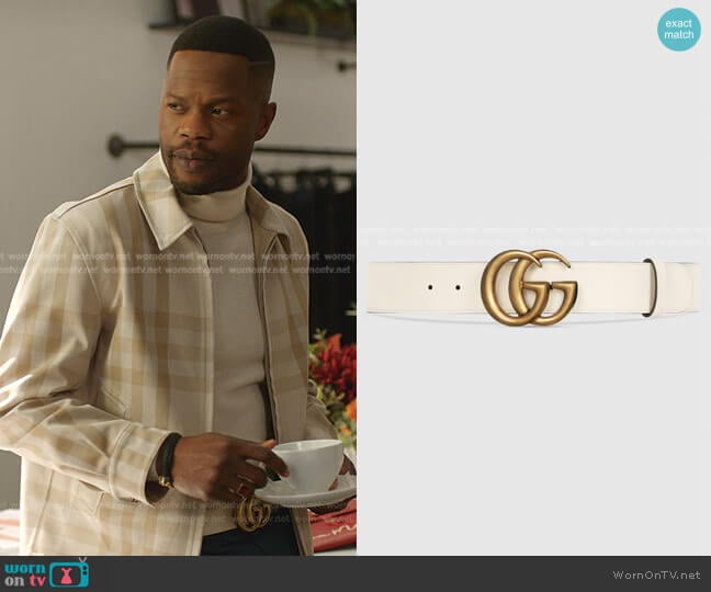 Gucci Leather Belt with Double G Buckle worn by Jeff Colby (Sam Adegoke) on Dynasty
