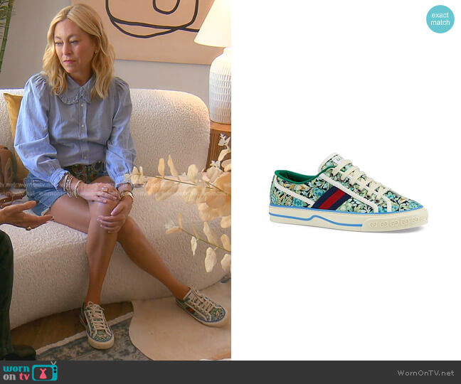 Gucci Tennis 1977 Liberty London Sneakers worn by Sutton Stracke on The Real Housewives of Beverly Hills