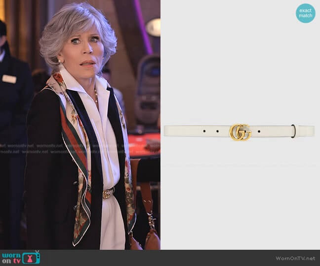 Gucci GG Marmont Thin Belt worn by Grace (Jane Fonda) on Grace and Frankie