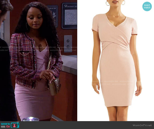 Guess Cecille Rib Wrap Dress worn by Chanel Dupree (Raven Bowens) on Days of our Lives