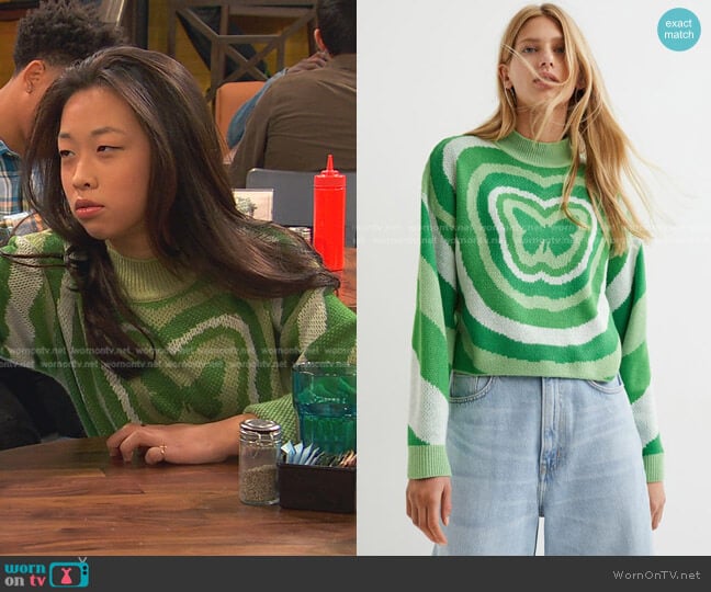 H&M Jacquard-knit Sweater worn by Ivy (Emmy Liu-Wang) on Ravens Home