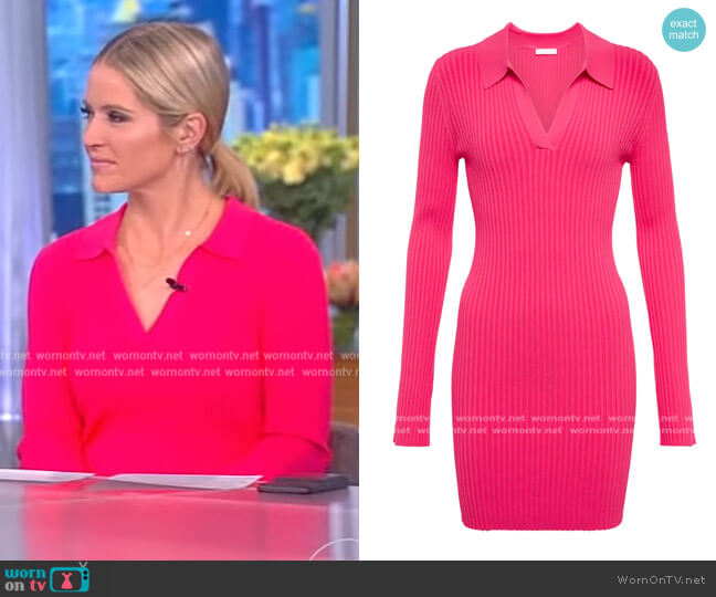 Helmut Lang Ribbed-knit polo minidress worn by Sara Haines on The View