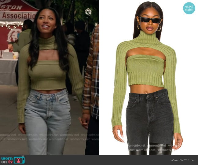 h:ours Loren Knit Tube Top worn by Thea (Camille Hyde) on All American Homecoming