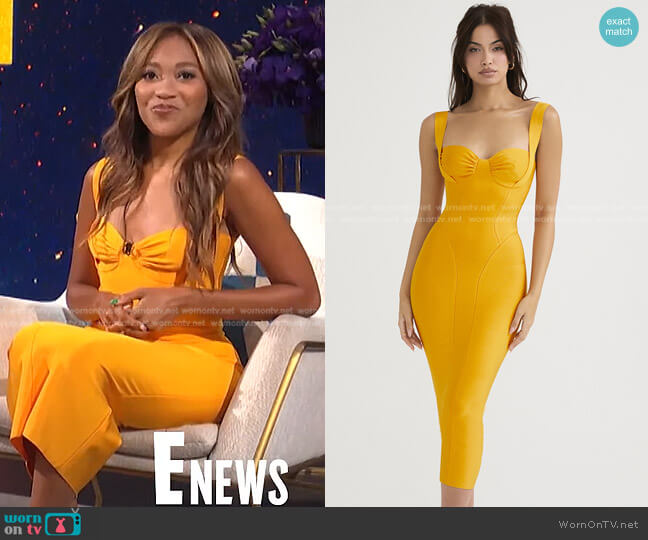 House of CB Charlene Tangerine Bandage Midi Dress