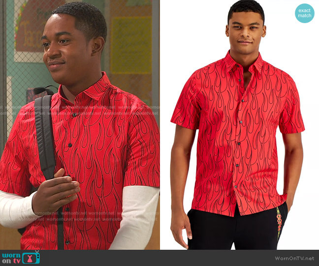 Hugo Ebor Flame Shirt worn by Booker Baxter (Issac Ryan Brown) on Ravens Home