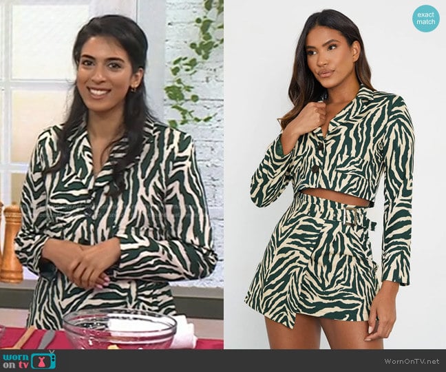 I Saw It First Cropped Zebra Printed Blazer