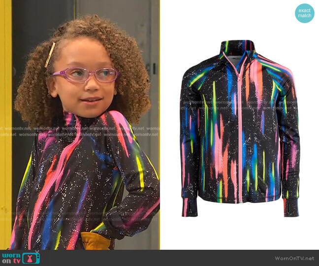 Ideology Big Girls Printed Zipper Jacket worn by Alice Baxter (Mykal-Michelle Harris) on Ravens Home