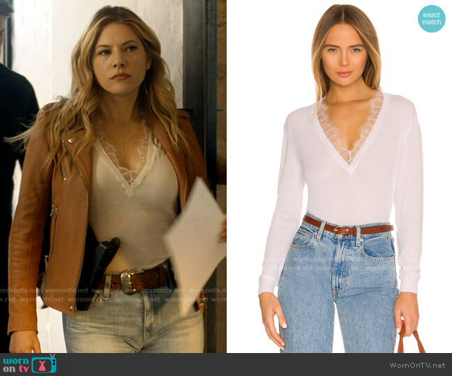 IRO Jayden Sweater in Optical White worn by Jenny Hoyt (Katheryn Winnick) on Big Sky