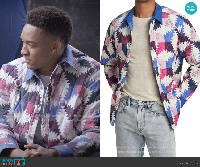 Isabel Marant Hendery Patchwork Quilt Shirt Jacket worn by Damon (Peyton Alex Smith) on All American Homecoming