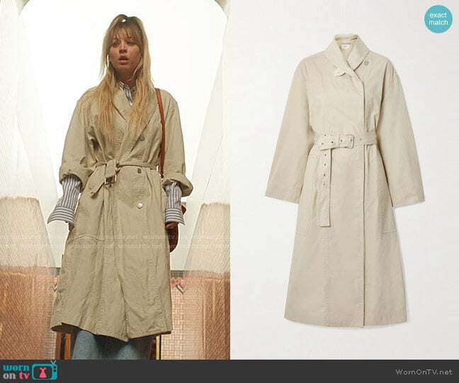 Etoile Isabel Marant Peter Trench worn by Cassie Bowden (Kaley Cuoco) on The Flight Attendant