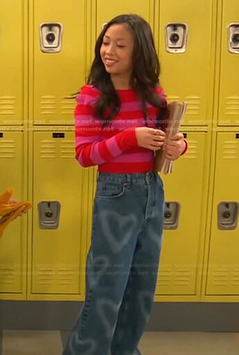 Ivy’s pink and red striped sweater on Ravens Home