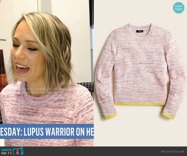 J. Crew Space-Dyed Crewneck Sweater in Tropical Azalea Multi worn by Dylan Dreyer on Today