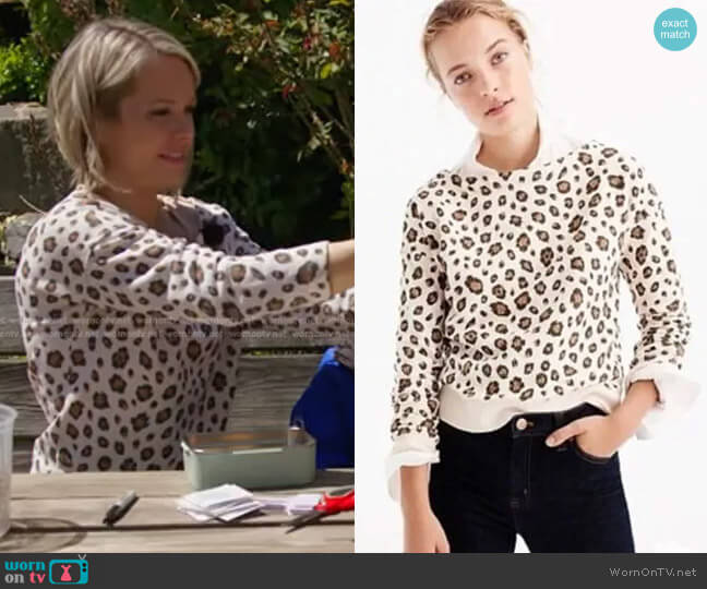 J. Crew Leopard Boat Neck Sweatshirt worn by Dylan Dreyer on Today