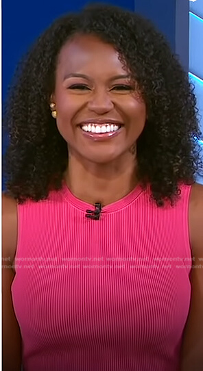 Janai’s pink ribbed sleeveless top on Good Morning America