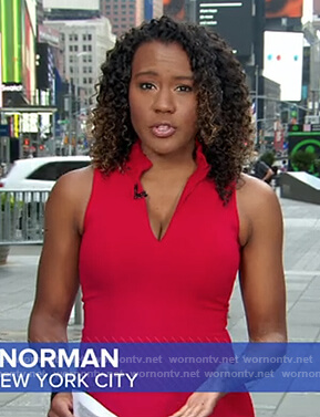 Jana’s red sleeveless dress on Good Morning America