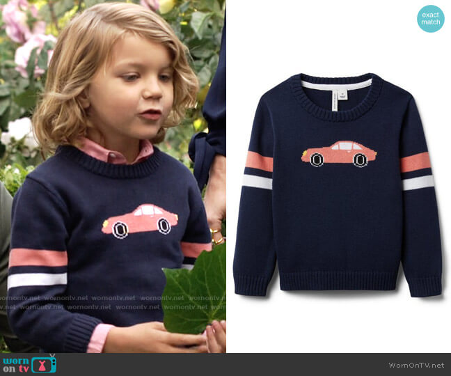 Janie & Jack Striped Sleeve Car Sweater