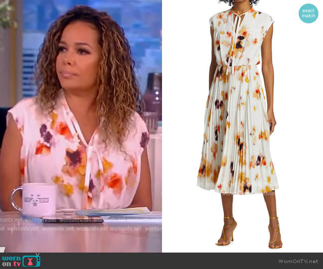 Jason Wu Collection Printed Pleated Crepe Dress worn by Sunny Hostin on The View