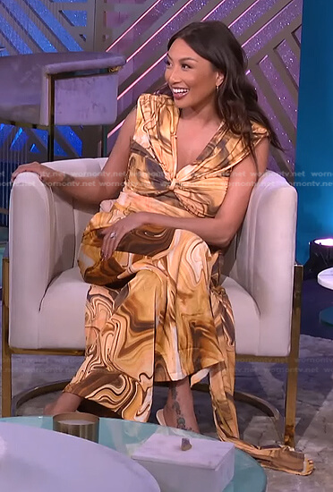 Jeannie’s yellow printed dress and pants on The Real