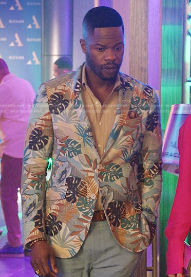 Jeff’s leaf print blazer on Dynasty