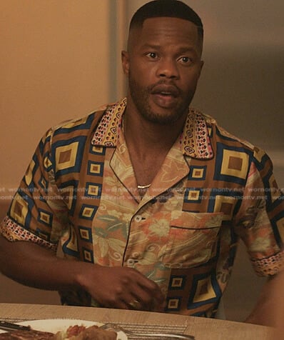 Jeff’s mixed print short sleeve shirt on Dynasty