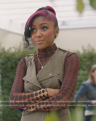 Jen’s mesh polka dot top on All American