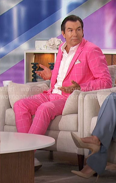 Jerry’s pink check blazer and pants on The Talk