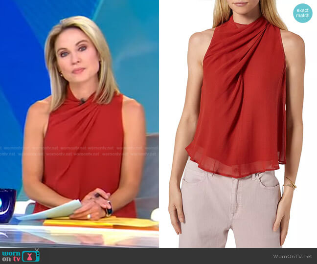 Joie Paul Sleeveless Blouse worn by Amy Robach on Good Morning America