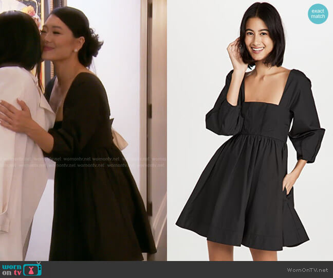 Jonathan Simkhai Ashlynn Tie Back Mini Dress worn by Crystal Kung Minkoff on The Real Housewives of Beverly Hills
