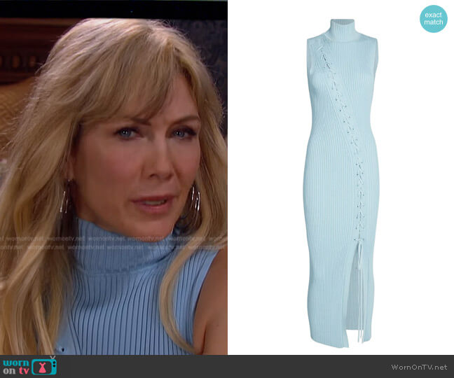 Jonathan Simkhai Ava Ribbed Lattice Midi Dress worn by Kristen DiMera (Stacy Haiduk) on Days of our Lives